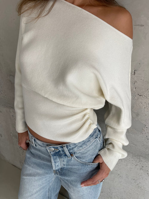 Effortless Edge Off-Shoulder Knit Top