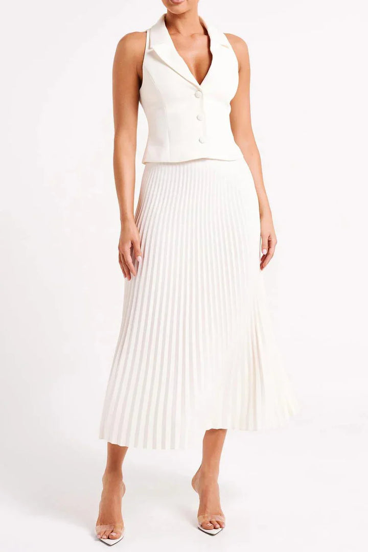 Pleated Suiting Maxi Skirt