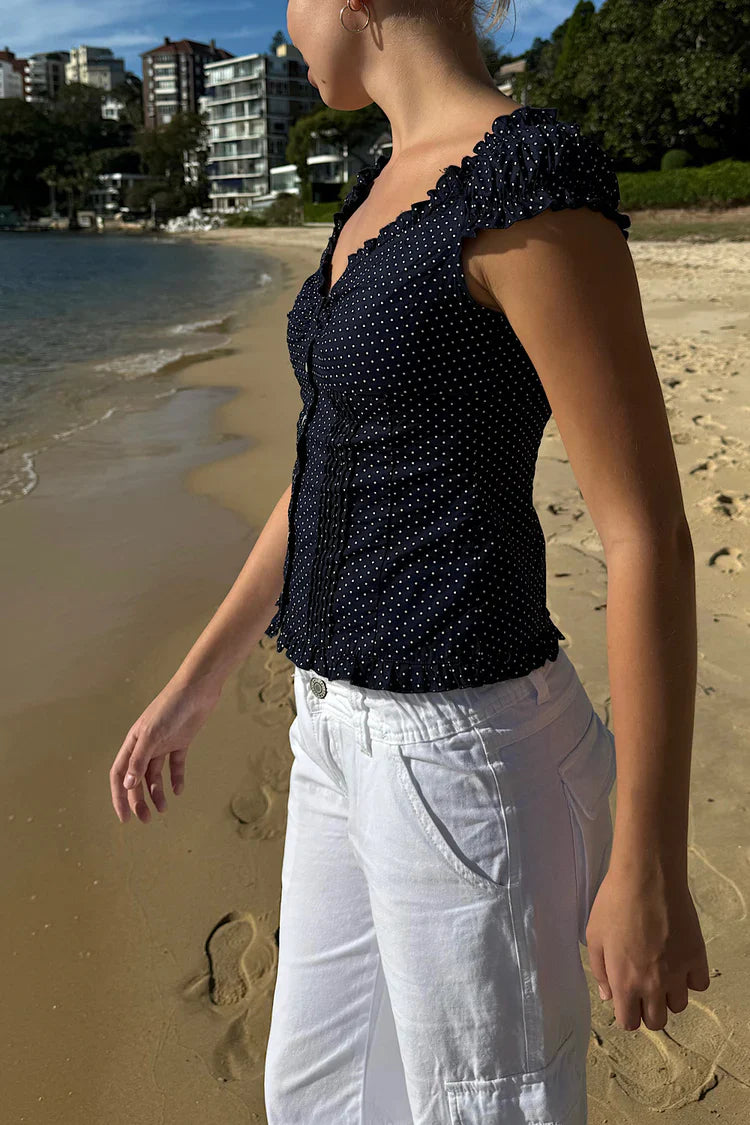 Polka Dot Ruffle Top