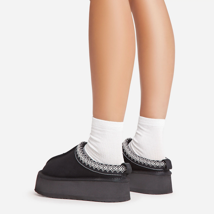 Cozy Crest Platform Mules