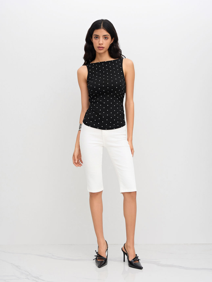 Midnight Dots Bow-Back Top