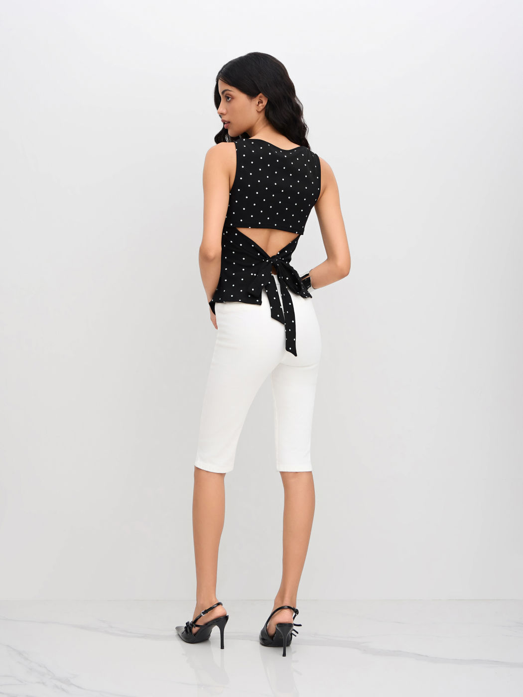 Midnight Dots Bow-Back Top