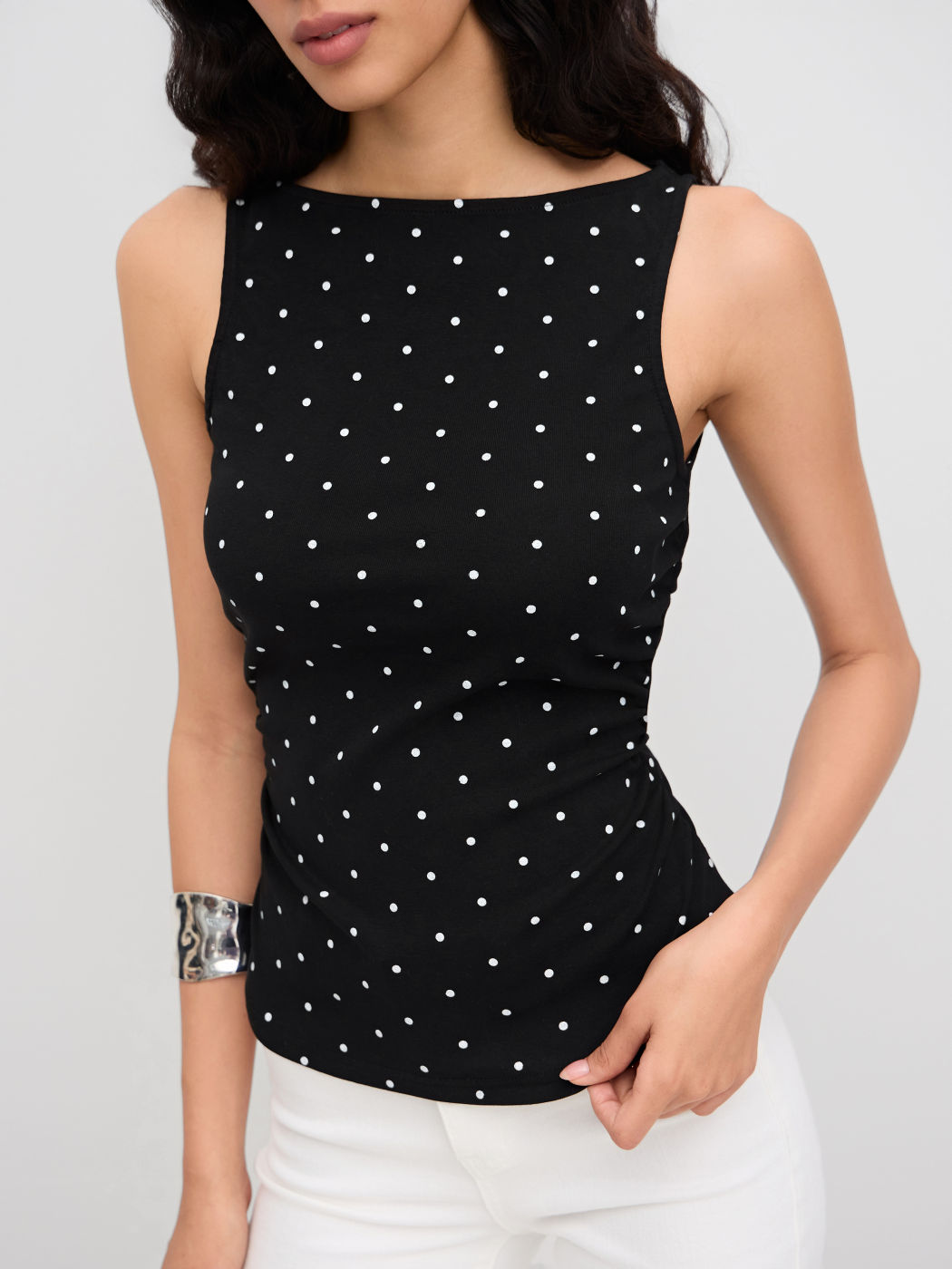 Midnight Dots Bow-Back Top
