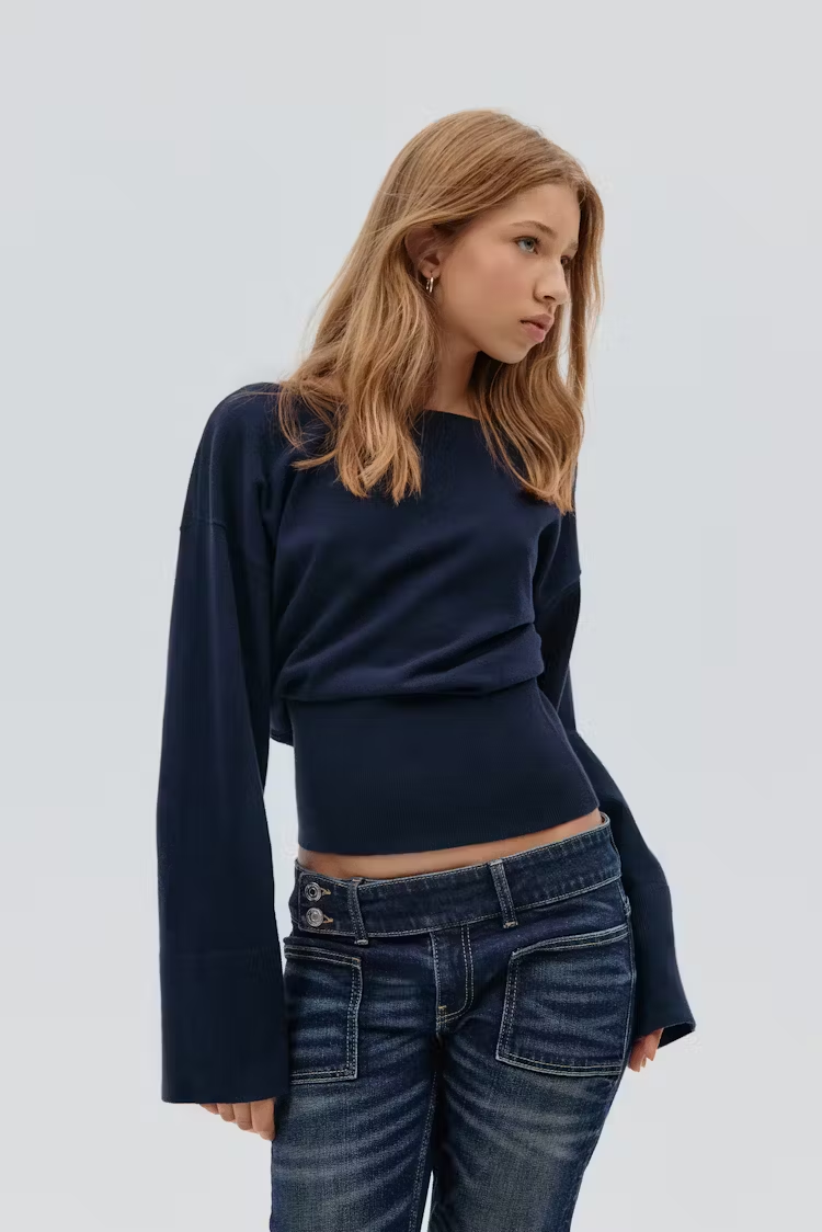 Midnight Chic Wide-Sleeve Knit