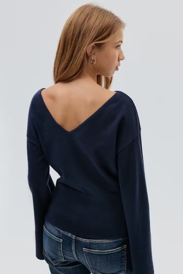 Midnight Chic Wide-Sleeve Knit