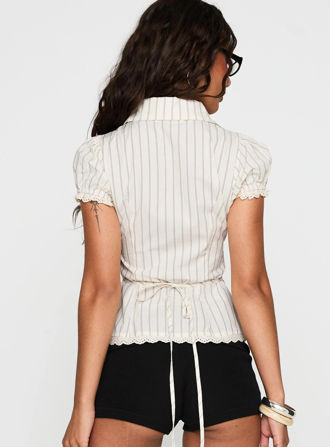 Vintage Charm Striped Button-Up Blouse