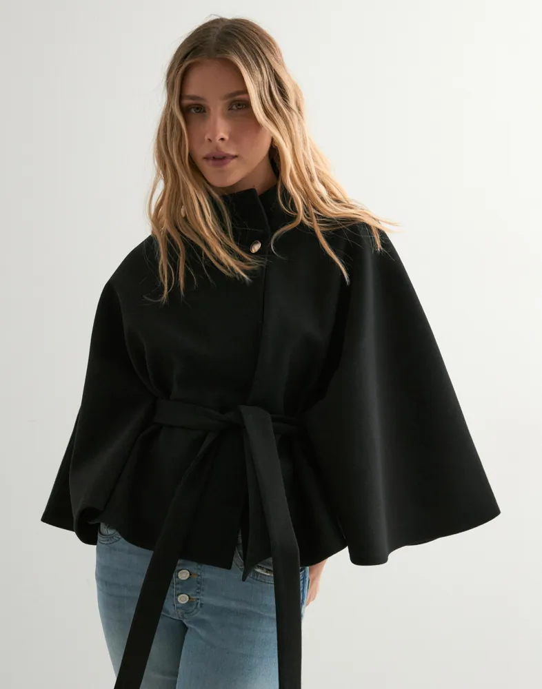 Midnight Grace Belted Cape