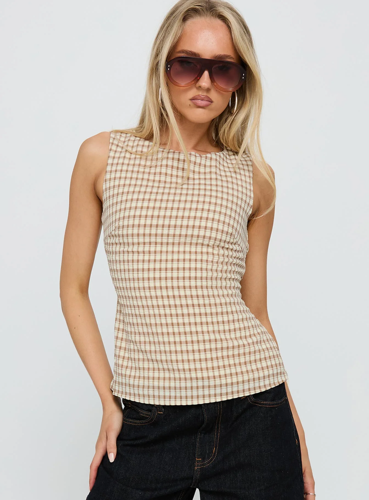 Harper Check Bow-Back Top