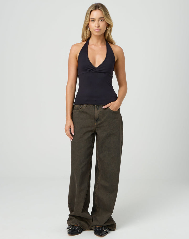 Midnight Drape Halter Bodysuit